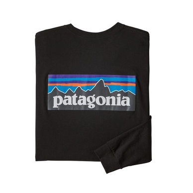 Shirt Patagonia Men L/S P6 Logo Responsibili Tee Black