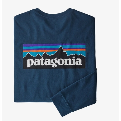 T-Shirt Patagonia Men's Long Sleeve P6 Logo Responsibili Tee in Crater Blue