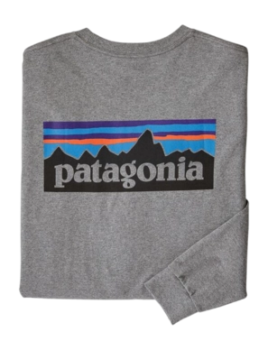 Shirt Patagonia Men L/S P6 Logo Responsibili Tee Gravel Heather
