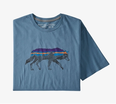 T-Shirt Patagonia Men's Back For Good Organic in Pigeon Blue Wolf Color