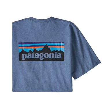 Tee Shirt Patagonia Mens P-6 Logo Responsibili-Tee Woolly Blue