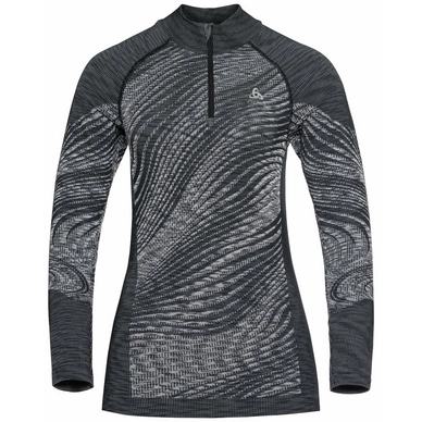 Undershirt Odlo Women BL Top Turtle Neck LS Half Zip Blackcom Black Space Dye