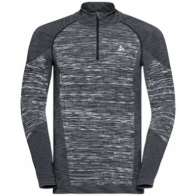 Ondershirt Odlo Men BL Top Turtle Neck LS Half Zip Blackcom Black Space Dye