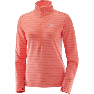 Sweatshirt Salomon Lightning Half Zip Mid Women Fluo Coral