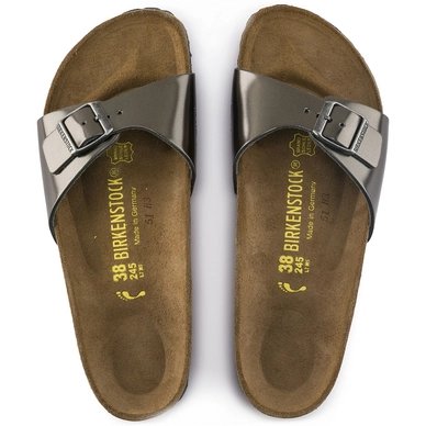 Slippers Birkenstock Women Madrid Leather Metallic Anthracite Narrow