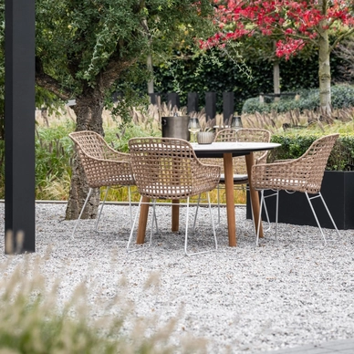 4---2023 M&L fibre Aria chair safari - teak Dekton Patrick table REM