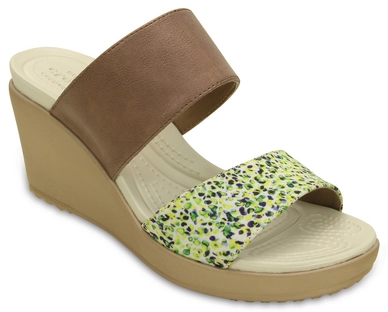 Sandaal Crocs Leigh II 2-Strap Graphic Wedge Bronze/Gold