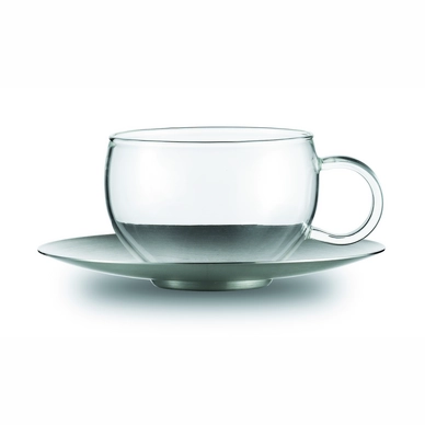 Theekop Jenaer Glas RVS Schotel (2-delig)