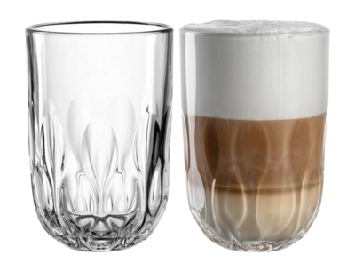 Tazza Caffe Latte Macchiato in vetro Leonardo Gocce 390 ml, Set da 2, Tipo 3