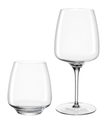 Servizio Bicchieri Leonardo Cesti, Set da 4 Bicchieri Tumbler e 4 Calici Vino Rosso