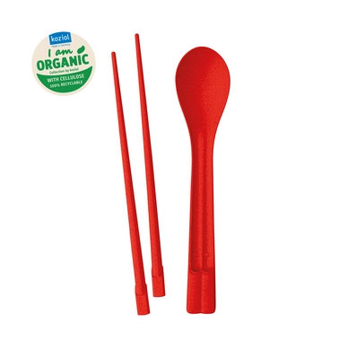 Bestekset Koziol Dynasty Chopsticks en Lepel Set Organic Red