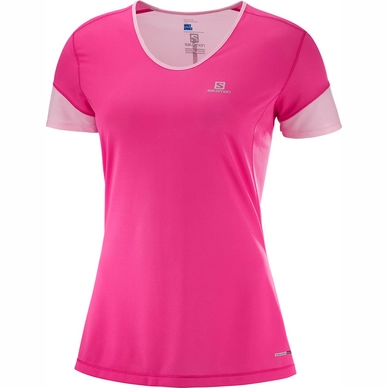 T-shirt Salomon Women Trail Runner SS Pink Yarrow White