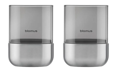 Windlicht Blomus Calma Stainless Steel Matt Glass Smoke Extra Small (Set van 2)