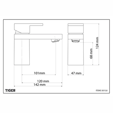 Kraan Tiger Items Wastafelmengkraan Zonder Waste Chroom