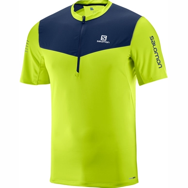 T-shirt Salomon Men Fast Wing HZ SS Acid Lime Dress Blue