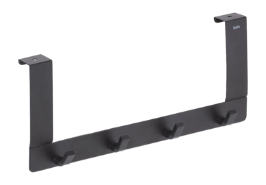 Appendi asciugamano Multi rack 4 ganci Kela Colgar per porta da 20 mm, Nero opaco