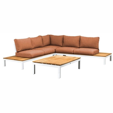 Loungeset Suns Memphis Eckgarnitur Matt White / Terra Coral (4-teilig)