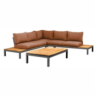 Loungeset Suns Memphis Hoekopstelling Matt Royal Grey / Terra Coral (4-delig)