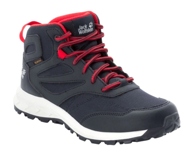 Hiking Boots Jack Wolfskin Kids Woodland Texapore Mid Night Blue Red