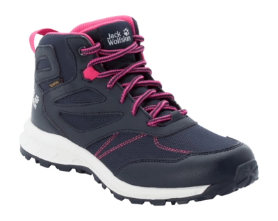 Wanderschuh Jack Wolfskin Woodland Texapore Mid Night Blue Pink Kinder