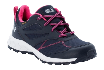 Wandelschoen Jack Wolfskin Kids Woodland Texapore Low Night Blue Pink