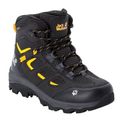 Hiking Boots Jack Wolfskin Kids Vojo Texapore Mid Black Burly Yellow