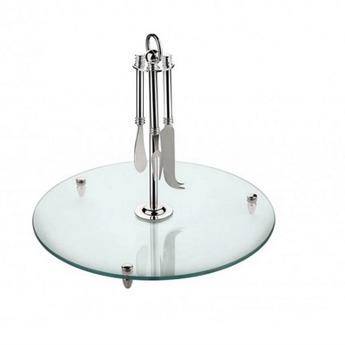 Serveerschaal Zilverstad Glas Met Mesjes
