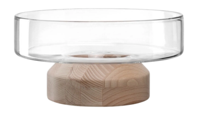 Alzatina decorativa in vetro con base Leonardo Legno Ø 27 cm / 3 L, Trasparente