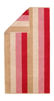 Telo doccia Cawö Coast Repeat 70 x 140 cm, Rosso / Naturale