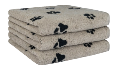 Hand Towel Cawö We Love Dogs Paws Black/Beige (Set of 3)