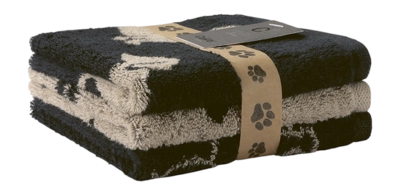 Gezichtsdoekje Cawö We love Dogs Mix Black/Beige (Set van 3)