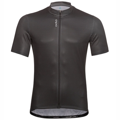 Maillot de Cyclisme Odlo Homme S/U Collar S/S Full Zip Essential Graphite Grey Black