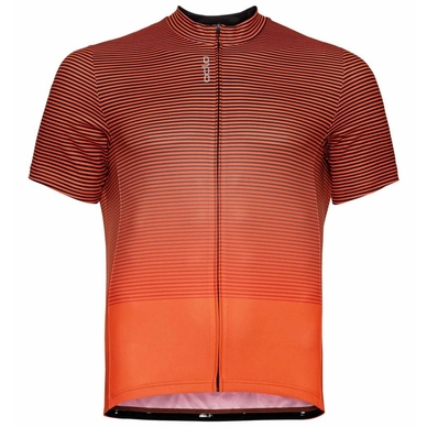Maillot de Cyclisme Odlo Homme S/U Collar S/S Full Zip Essential Black Exuberant Orange
