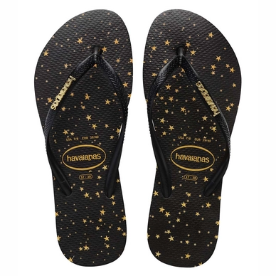 Slipper Havaianas Women Slim Metallic Print Black Light Golden