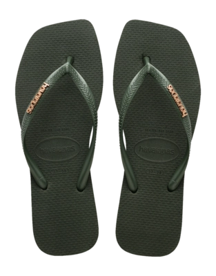 Flip Flops Havaianas Square Logo Metallic Damen Green Olive