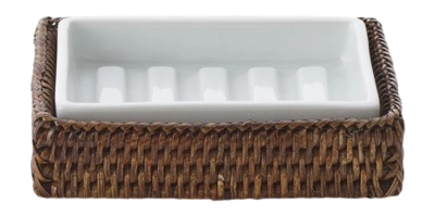 Soap Holder Decor Walther Basket STS Rattan Dark Porcelain White