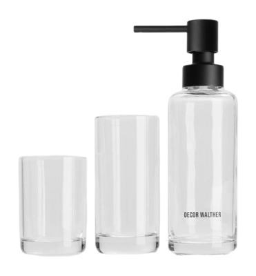 Set Soap Dispenser + Cup + Toothbrush Holder Decor Walther Pop Up Set Transparent (3-piece)