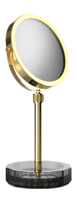 Make-up Spiegel Decor Walther Kristall KSA Met Schaaltje Antraciet Goud 24 Karaat (4x + 1x magnification)