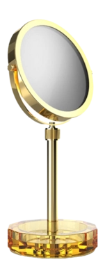 Make-Up Mirror Decor Walther Kristall KSA with Dish Amber Gold 24 Carat (4x + 1x magnification)
