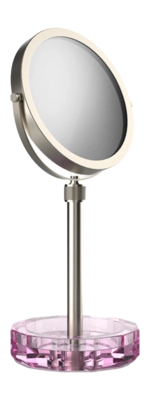 Make-up Spiegel Decor Walther Kristall KSA mit Schälchen Rosa satiniert Nickel (4x + 1x Vergrößerung)