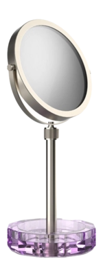 Make-up Spiegel Decor Walther Kristall KSA mit Schälchen Violett Satiniert Nickel (4x + 1x Vergrößerung)