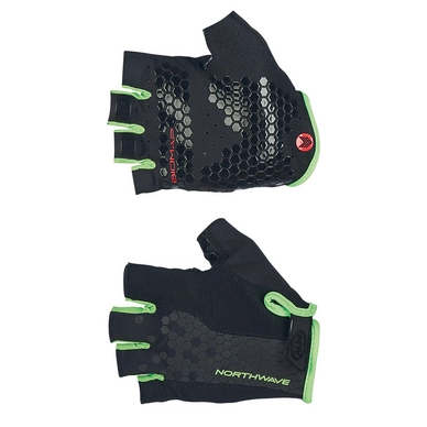 Fietshandschoen Northwave Grip Short Gloves Black Green Fluo