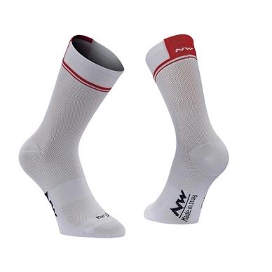 Fietssok Northwave Logo 2 High Socks White Red