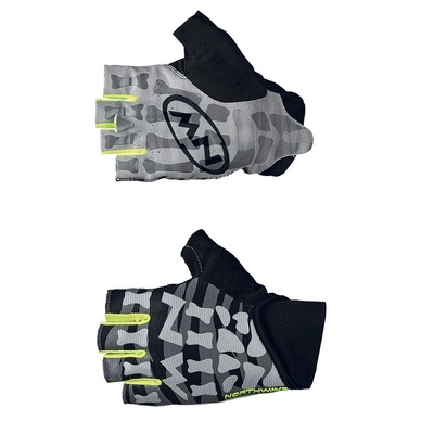 Fietshandschoen Northwave New Skeleton Short Gloves Black Yellow Fluo