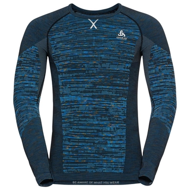 Ondershirt Odlo Men BL Top Crew Neck LS Blackcomb Eco Indigo Bunting Space Dye