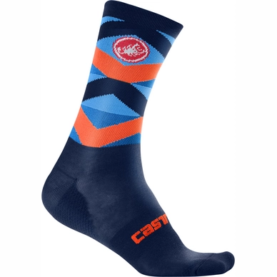 Fietssok Castelli Men Fatto 12 Sock Dark Infinity Blue Orange