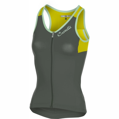 Top Castelli Men Solare Forest Gray Yellow Fluo