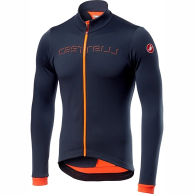 Fietsshirt Castelli Men Fondo Jersey Full Zip Dark Steel Blue Orange
