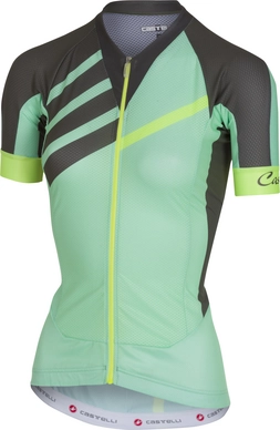 Fietsshirt Castelli Women Aero Race FZ Pastel Mint Forest Gray