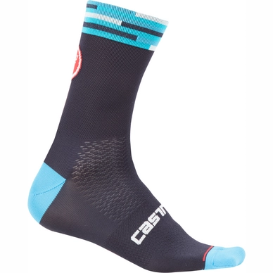 Fietssok Castelli Men A Bloc 13 Dark Steel Blue Red